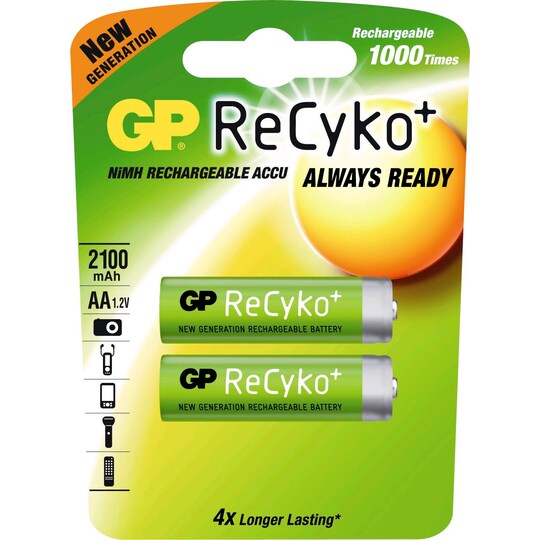 GP Batterier (uppladdningsbara) AA ReCyko (2 st)