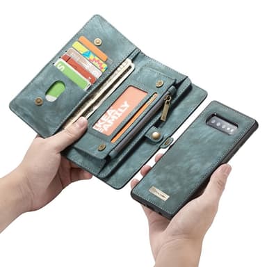 CASEME Samsung Galaxy S10+ Retro läder plånboksfodral - Blå