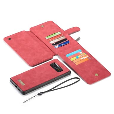 CASEME Samsung Galaxy S10+ Retro läder plånboksfodral - Röd