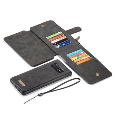 CASEME Samsung Galaxy S10 Retro läder plånboksfodral - Svart