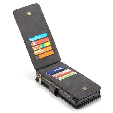 CASEME Samsung Galaxy S10 Retro läder plånboksfodral - Svart