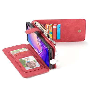 CASEME Samsung Galaxy S10+ Retro läder plånboksfodral - Röd