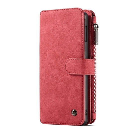 CASEME Samsung Galaxy S10e Retro läder plånboksfodral - Röd