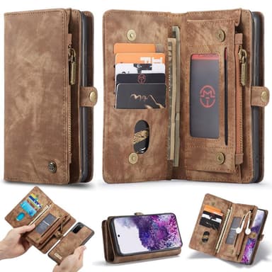 CASEME Samsung Galaxy S20 Retro läder plånboksfodral - Brun