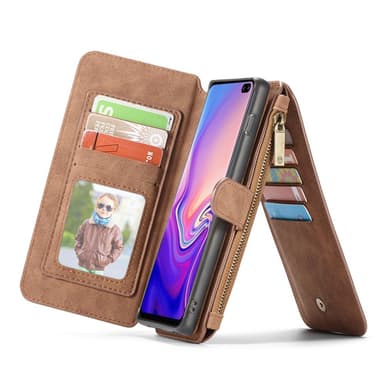 CASEME Samsung Galaxy S10+ Retro läder plånboksfodral - Brun