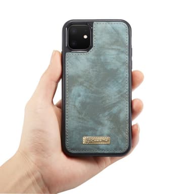CASEME iPhone 11 Retro Split läder plånboksfodral - Blå