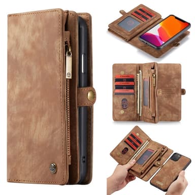 CASEME iPhone 11 Pro Max Retro Split läder plånboksfodral - Brun