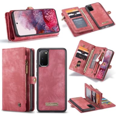 CASEME Samsung Galaxy S20 Retro läder plånboksfodral - Röd