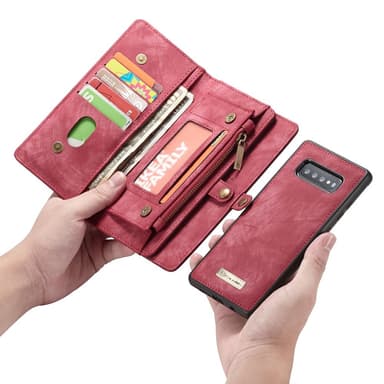 CASEME Samsung Galaxy S10 Retro läder plånboksfodral - Röd