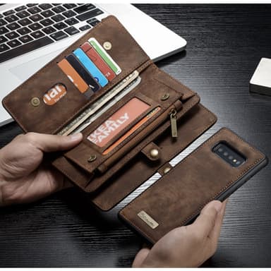 CASEME Samsung Galaxy S10 Retro läder plånboksfodral - Brun
