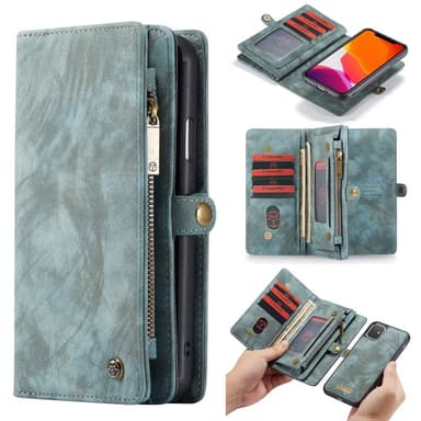 CASEME iPhone 11 Retro Split läder plånboksfodral - Blå