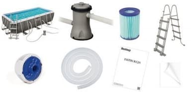 Bestway power steel 4.04x2.01x1.00m rektangulär pool inkl patronfilterpump och stege