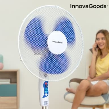 Innovagoods ø 40 cm 50w white blue pedestal fan