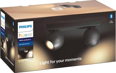 Philips Hue White Ambiance Buckram bar spotlight (svart/2x 5.5 W GU10)