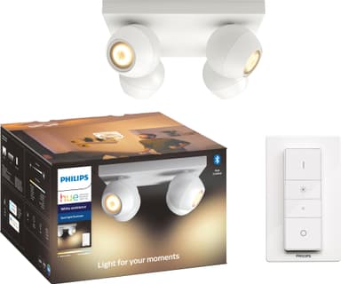 Philips Hue White Ambiance Buckram plate spotlight (vit/4x 5.5 W GU10)