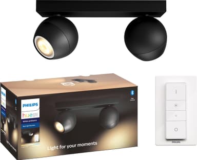 Philips Hue White Ambiance Buckram bar spotlight (svart/2x 5.5 W GU10)