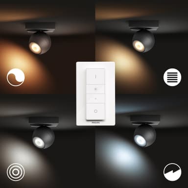 Philips Hue White Ambiance Buckram spotlight (svart/5.5 W GU10)