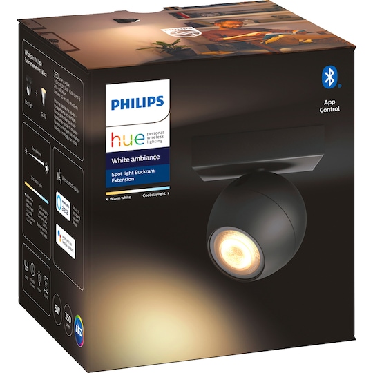 Philips Hue White Ambiance Buckram spotlight (svart/5.5 W GU10)