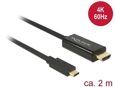 DeLock 2m USBC till HDMI 4K 60Hz kabel stöd för HDCP1.4 och 2.2