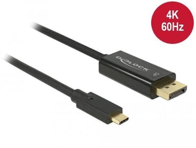 DeLock 85256 USBC till Displayport kabel 2m UHD 4K 60Hz 21,6Gbps DP Alt Mode 1.2 HDCP 1.4 svart