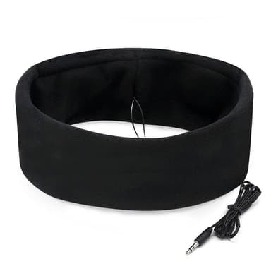 Pannband med inbyggda hörlurar - bomull/fleece - svart
