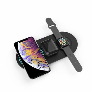 Trådlös snabbladdare för mobil, Apple Watch och Airpods svart