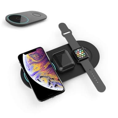 Trådlös snabbladdare för mobil, Apple Watch och Airpods svart