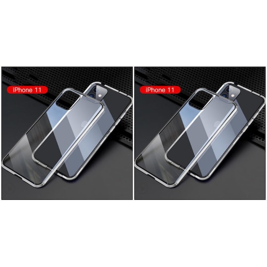 Magnetskal med dubbelsidigt härdat glas - iPhone 11 - Silver