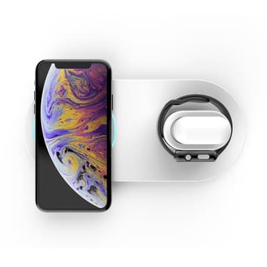Trådlös snabbladdare för mobil, Apple Watch och Airpods vit
