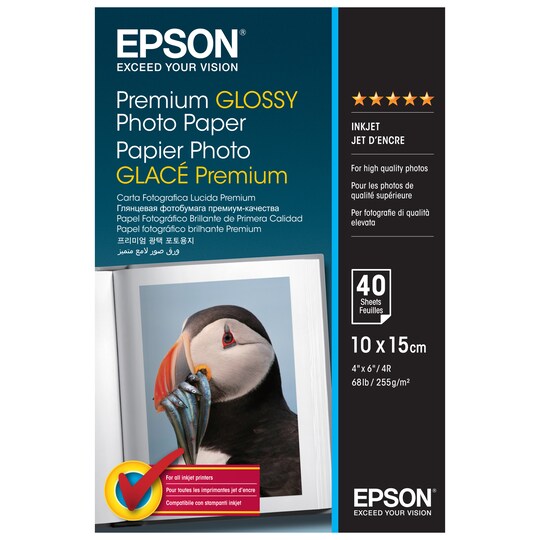 Epson Premium Glossy fotopapper A6 (40 ark)