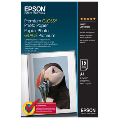 Epson Premium Glossy fotopapper A4 (15 ark)