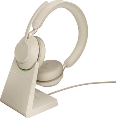 Jabra Evolve2 65 L380a MS Stereo headset med laddningsställ (beige)