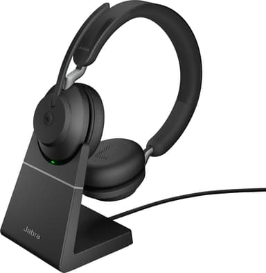Jabra Evolve2 65 L380a MS Stereo headset med laddningsställ (svart)