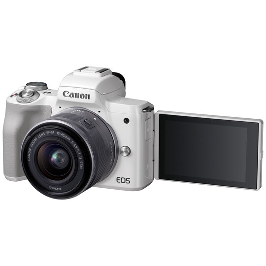Canon EOS M50 kompaktkamera + 15-45 IS STM obj (vit)