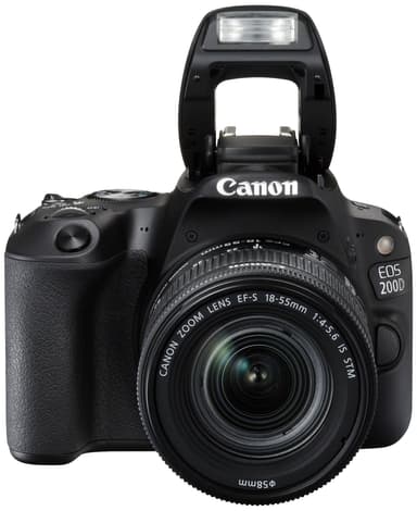 Canon EOS 200D systemkamera + 18-55mm DC III (svart)