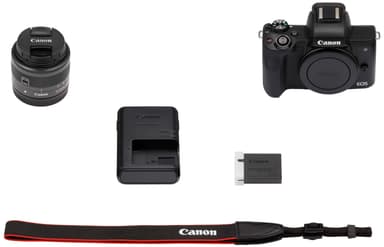Canon EOS M50 kompakt systemkamera + 15-45 IS STM obj (svart)