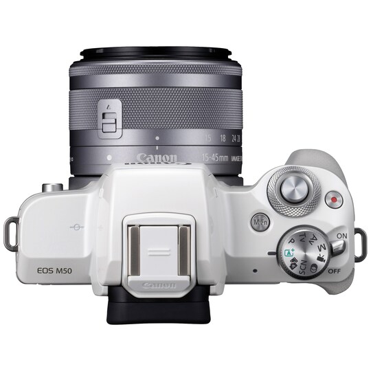 Canon EOS M50 kompaktkamera + 15-45 IS STM obj (vit)