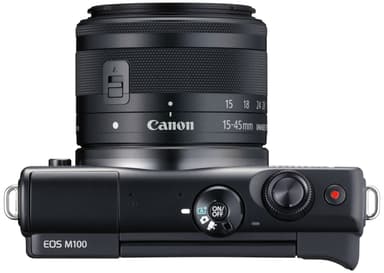 Canon EOS M100 CSC-kamera + 15-45 IS STM obj (svart)