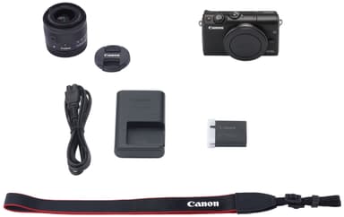 Canon EOS M100 CSC-kamera + 15-45 IS STM obj (svart)