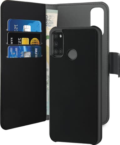 Puro 2-i-1 plånboksfodral Samsung Galaxy A21s (svart)