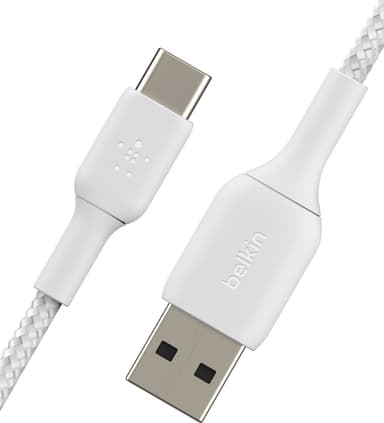 Belkin BOOST CHARGE USB-C till USB-A flätad kabel 2m (vit)