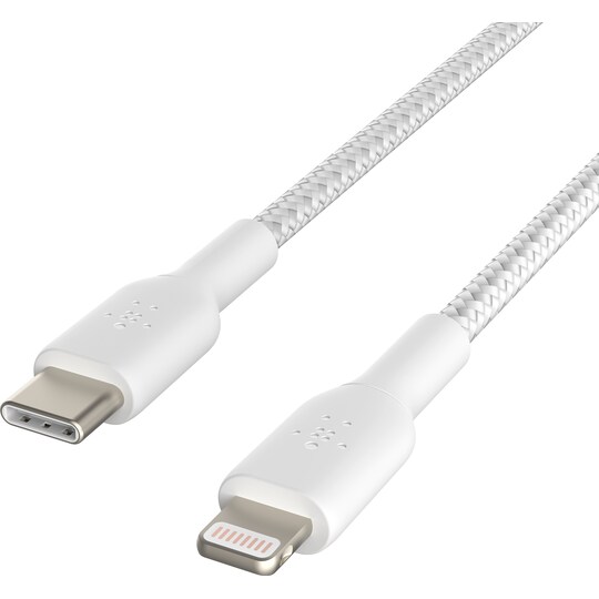 Belkin BOOST↑CHARGE USB-C till Lightning flätad kabel 2 m (vit)