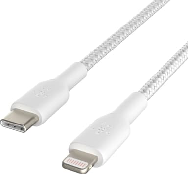 Belkin BOOST↑CHARGE USB-C till Lightning flätad kabel 2 m (vit)