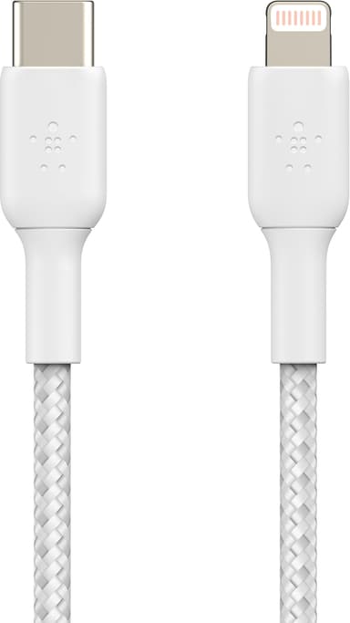 Belkin BOOST↑CHARGE USB-C till Lightning flätad kabel 2 m (vit)