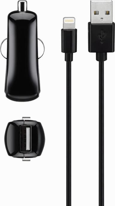 Goji USB-A billaddare med  Lightning-kabel 1m (svart)