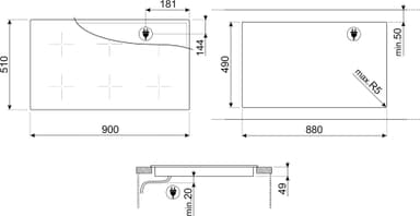 90 CM INDUKTIONSHÄLL MED 3 MULTIZONER SILVER KERAM
