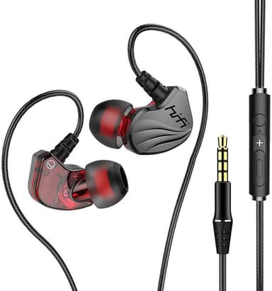 In-ear-hörlurar 3.5 mm med volymkontroll - Grå/röd