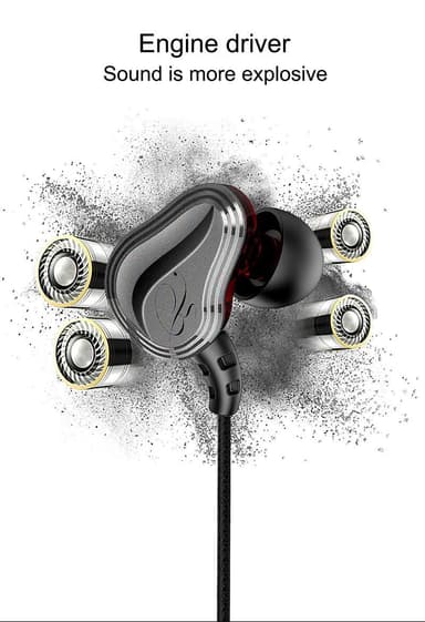 In-ear-hörlurar 3.5 mm med volymkontroll - Grå/röd