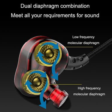 In-ear-hörlurar 3.5 mm med volymkontroll - Grå/röd