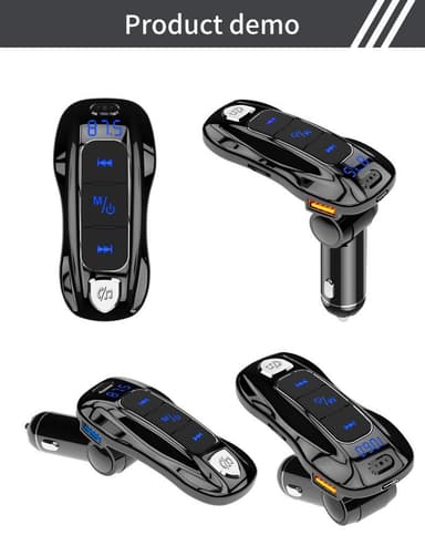 FM-sändare och snabbladdare, bluetooth - Svart